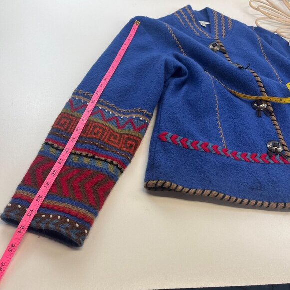 Coldwater Creek Aztec Wool Embroidered Jacket Ladies Size MED Long Sleeve - Picture 10 of 12
